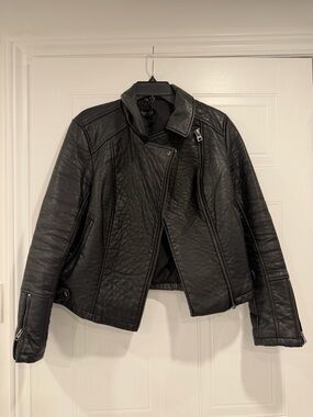 Topshop | Black Faux Leather Moto Jacket
